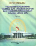 HIMPUNAN PERATURAN KEPEGAWAIAN TENTANG CUTI HUKUM DISIPLIN, PEMBERIAN PENGHARGAAN PNS EDISI 5 TAHUN 2005