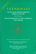 INFORMASI UNDANG-UNDANG RI NO.25 TAHUN 2000 TENTANG PROGRAM PEMBANGUNAN NASIONAL (PROPENAS) 2000-2004